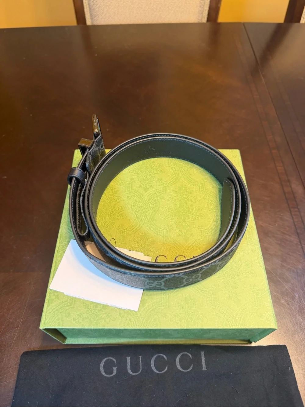 New Authentic Gucci GG Supreme Logo Belt Black Size 44 / 110 cm Waist 40 - 44